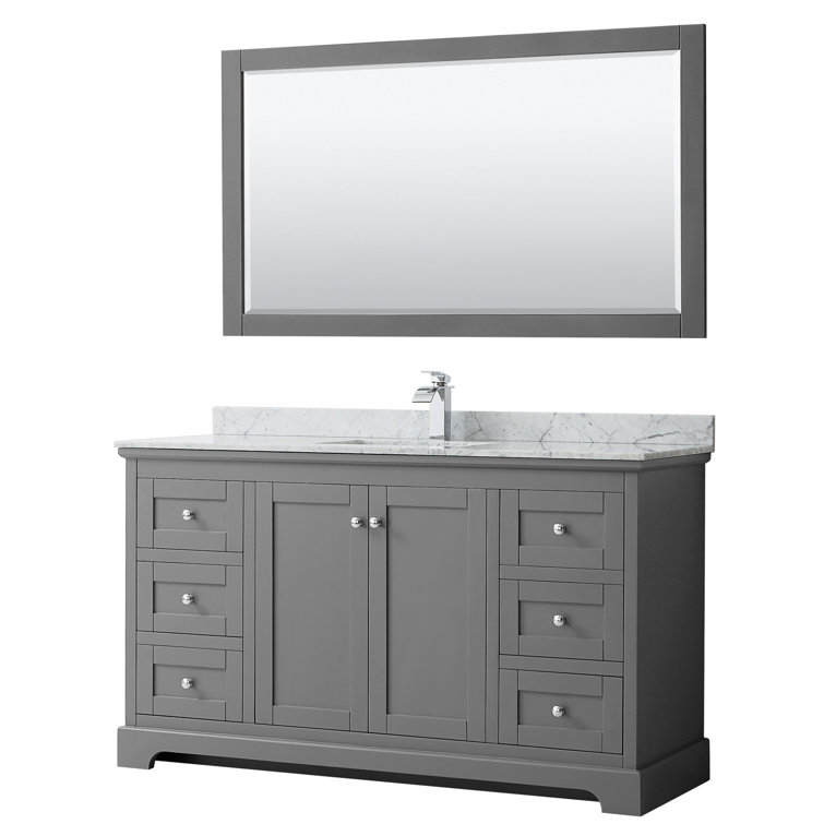 Wyndham Collection Avery 60" Single Bathroom Vanity Set with Mirror